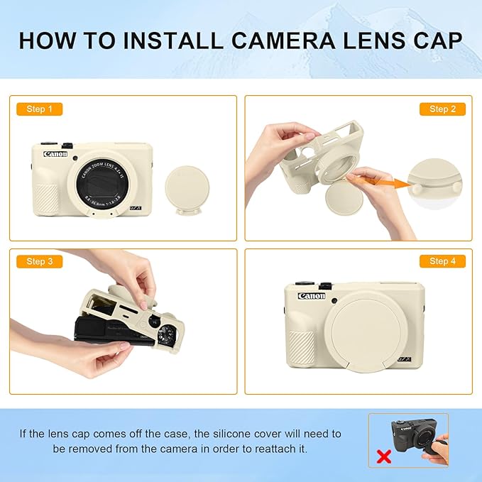 Easy Hood G7X Mark II Case, Protective Case for Canon Powershot G7X Mark II Digital Camera, Removable Lens Cover Silicone Sleeve Soft Camera Cover Rubber Protective Body Skin- Beige