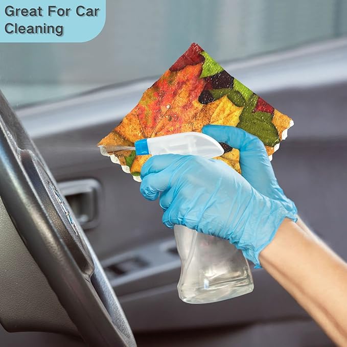 CaTaKu Fall Leaves Kitchen Dish Cloths, Reusable Dish Rags for Washing Dishes, Microfiber Cleaning Cloths Dish Towels Washcloths for Kitchen Drying, 6 Pack