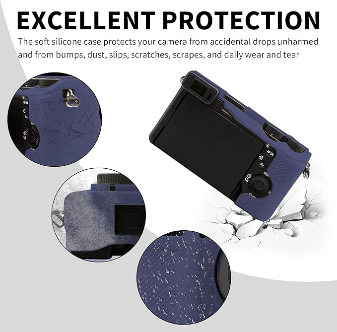 Easy Hood Camera Case for Sony Alpha 6700, Soft Silicone Protective Cover a6700 DSLR Camera Anti-Scratch Slim Fit Body Skin Protector Housing Sleeve for Sony A6700 Mirrorless Camera Blue
