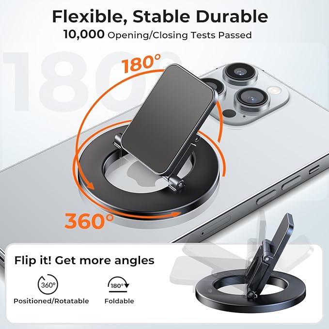 Dual-Side for Magsafe Phone Grip with Magnetic Phone Stand, Magnet Ring Holder for iPhone 17/16/15/14/13/12 Pro Max Air Series Magsafe Case, Strong Magnetic Car Mount, Gym Phone Holder