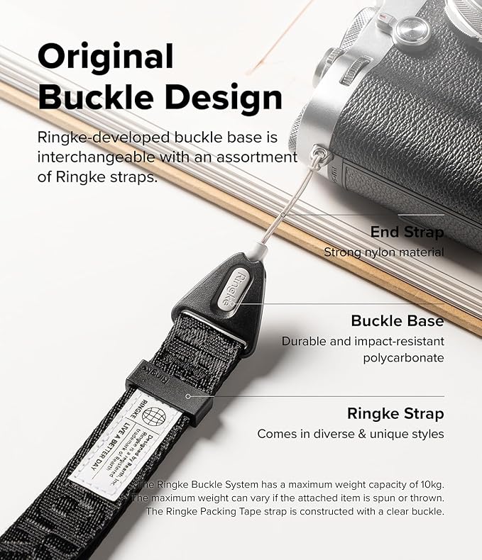 Ringke Hand Strap [Phone Wrist Strap] Designed for Camera Strap and Phone Strap, Adjustable Sturdy Universal Lanyard Compatible with Camera and Phone Case - Lettering Black 3