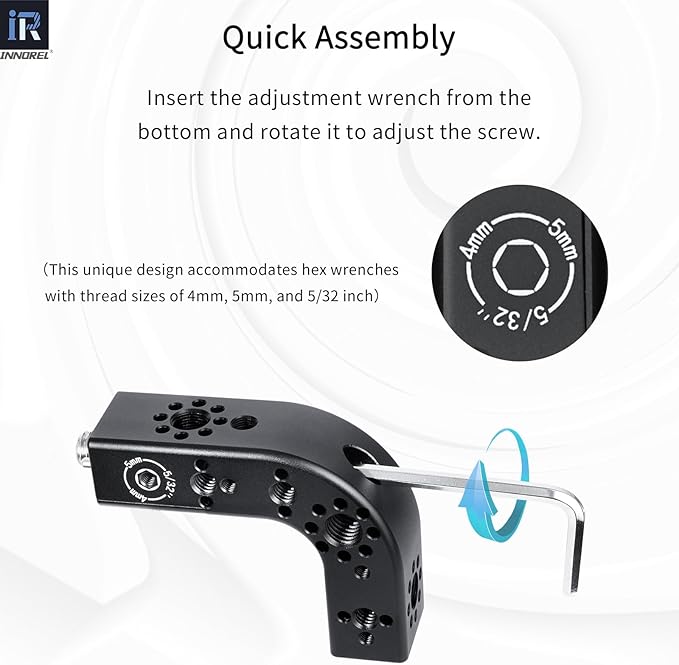 INNOREL CB2L ARRI Positioning Top Handle Extension Universal CNC Multi-Function Cheese Handle 90° Right Angle Fixture Handle 3/8" Screw Fixed for Camera Rabbit Cage Video Equipment Gimbal Stabilizer