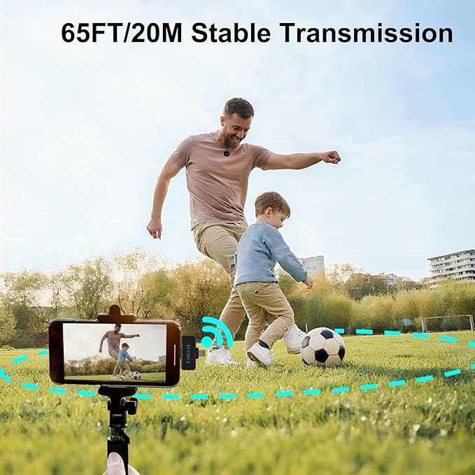 Vislla Mini Microphone for iPhone, iPad & Android,12H Battery, Noise Reduction Wireless Lavalier Microphone, Clip On Lapel Mic for Vlogging/YouTube/Tiktok/Streaming/Interview/Video Recording