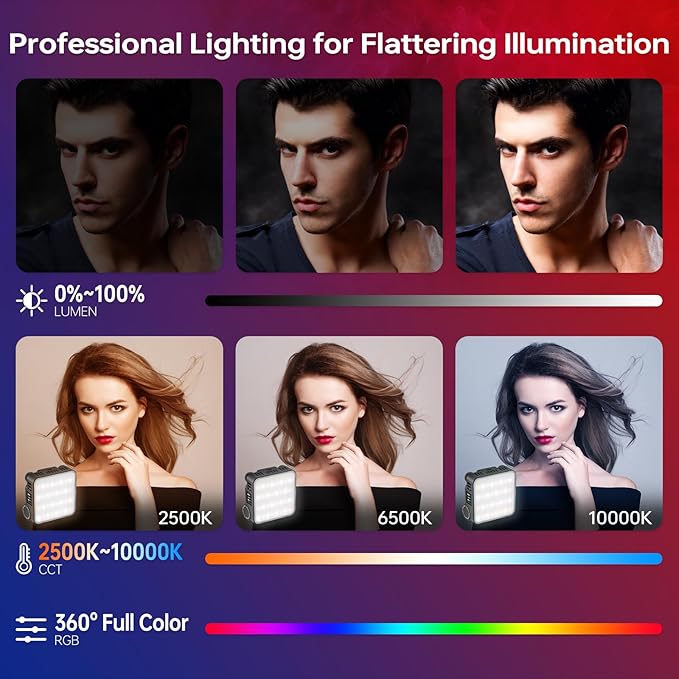 ZHIYUN CINEPEER CM15 15W RGB Video Light Fill Handheld Light 2600mAh CRI 94+ 2500k~10000k Outdoor Photography Selfie Light Rechargeable Portable 360° Full Color Camera Light Cold Shoe