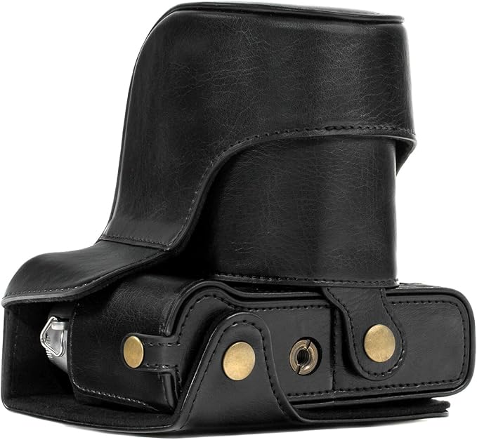 MegaGear MG981 Ever Ready Leather Camera Case and Strap for Fujifilm X-T30, X-T20, X-T10 (16-50mm / 18-55mm Lenses) - Black