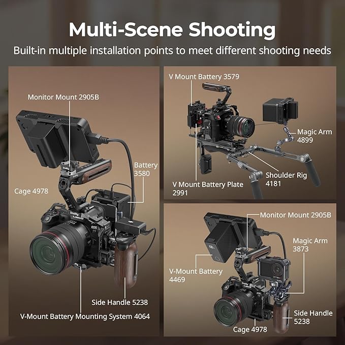 SmallRig Wooden Top Handle with NATO Clamp & NATO Rail, Wooden Top Handle for Camera Cage, Load Capacity up to 15kg / 33.1lb, 3/8"-16 Locating Holes for ARRI & 1/4''-20 Threaded Holes - 5251
