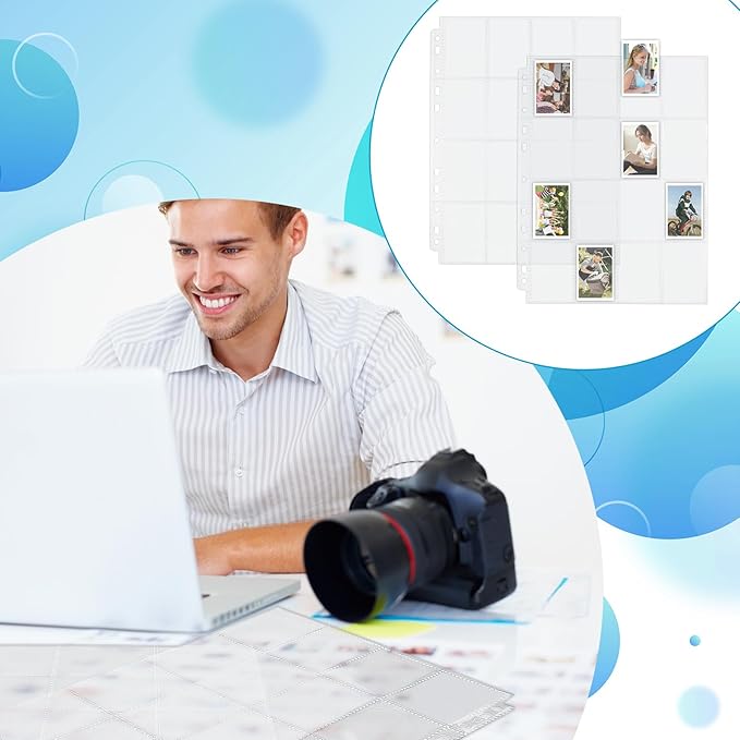 50 Pack Photo Sleeves for 3 Ring Binder - (2x2, for 800 Photos), Archival Photo Page Protectors 2x2, Clear Plastic Photo Album Refill Pages Photo Pockets, Postcard Sleeves, Acid-Free