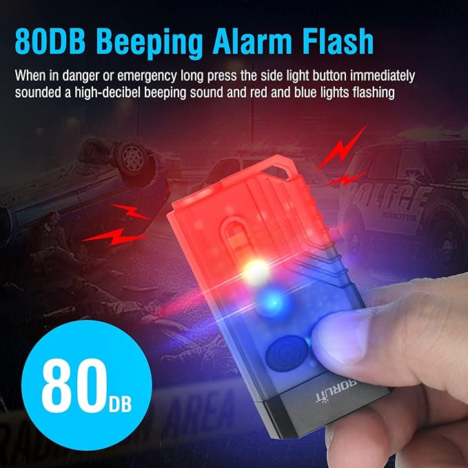 BORUIT V10 Small Powerful Keychain Flashlight with 365nm UV Red Green Blue Light,High Lumens USB C Rechargeable Mini Pocket LED EDC Flash Light-14 Modes,Tail Magnet,Beeping Sound,Black