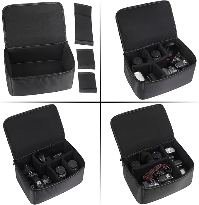 Waterproof Camera Case Bag Insert Partition PaddedAnti-shock Lens Pouch for SLR SLR Canon Nikon Sony Camera Lens and Accessories (Large)