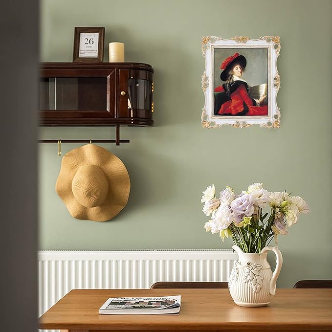 SIMON'S SHOP White Picture Frames 8x10, Vintage Photo Frames for Wall and Tabletop, Antique Style Frames for Artworks School Pictures