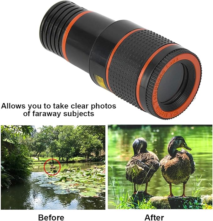 Acouto Phone Camera Lens Kit Professional 12X Telephoto Lens Telescopic Focusing Universal for Mobile Phone Tablet Photography Accessories