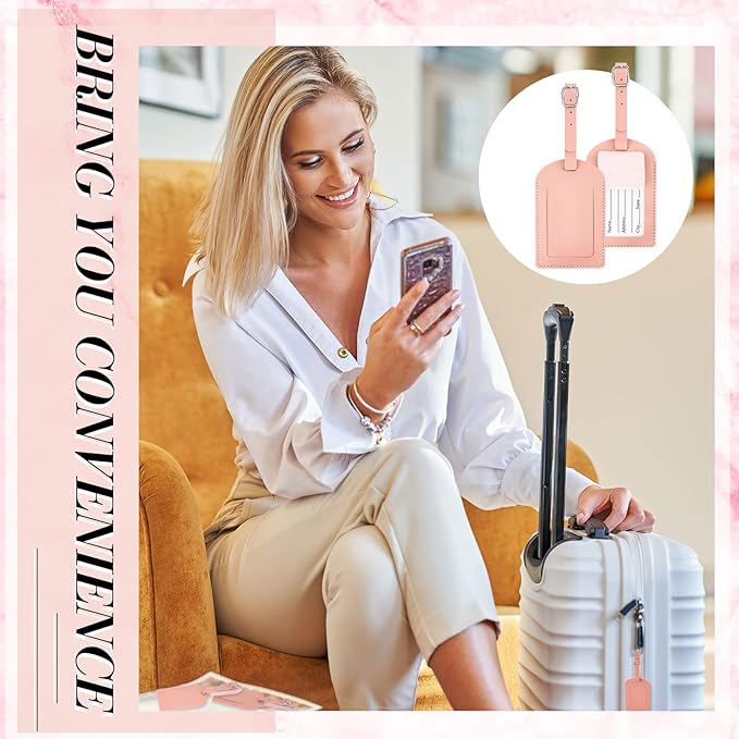Dunzy 30 Pieces Leather Luggage Tag Women Identifiers Travel Suitcase Tags for Luggage Travel Backpack Bag Wedding Favors Women Men Adults Bulk