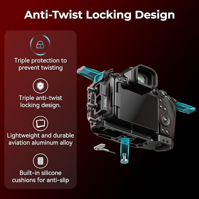 SMALLRIG Black Mamba Camera Cage for Canon R5 Mark II, Aluminum Alloy Camera Rig with Cold Shoe, 1/4''-20 & 3/8''-16 Threaded Holes, Built-in Quick Release Plate for Arca-Type - 4975