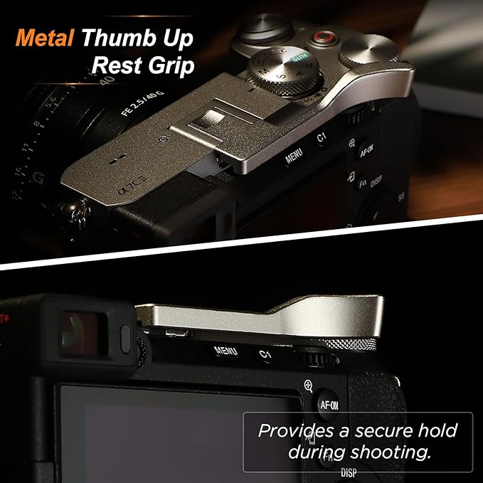 Haoge Metal Thumb Up Grip for Sony A7CII,a7CR,Camera Accessories Silver Hot Shoe Rest Hand THB-S7CR-S