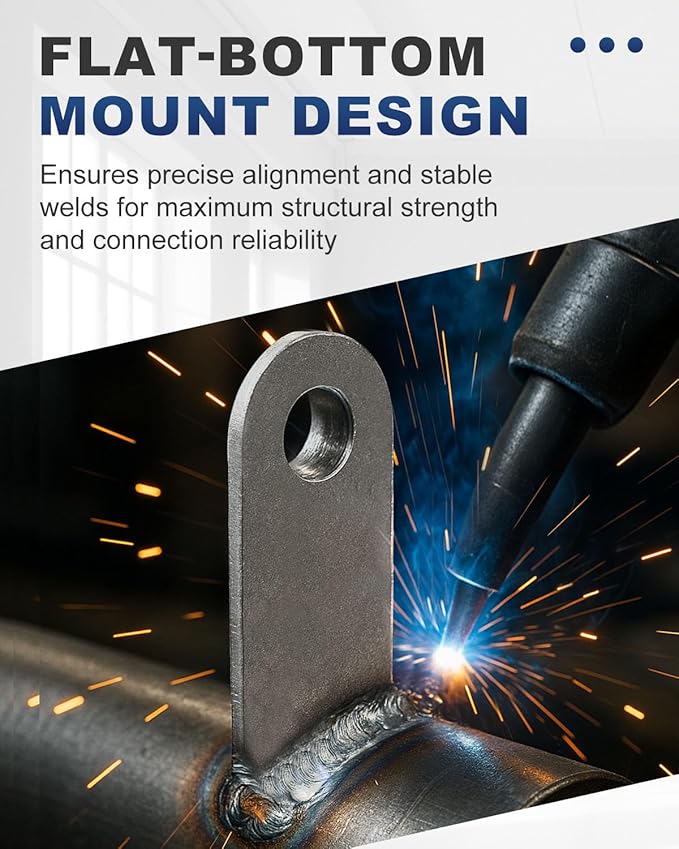 60 Pcs Weld on Tabs, Universal Shock Mount Flat Tab Bracket 1" W, 2-3/8" H, 3/8" Hole, 1/8" Thickness, Mild Steel Tabs Weld on Shock Mounts for Easy Welding