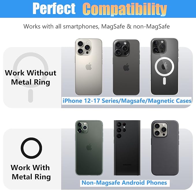 Magnetic Phone Holder for Gym & Golf, 360° Adjustable Ball Joint Strong Magnet Base Mount, Dual Magnetic Phone Mount for MagSafe iPhone 12-17 Series