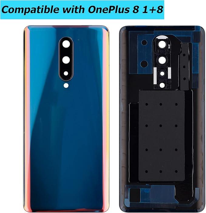 Battery Door Cover Back Cover Kompatibel for OnePlus 8 1+8 IN2013 IN2017 IN2010 Polar Silver with Camera Lens and Waterproof Glue…