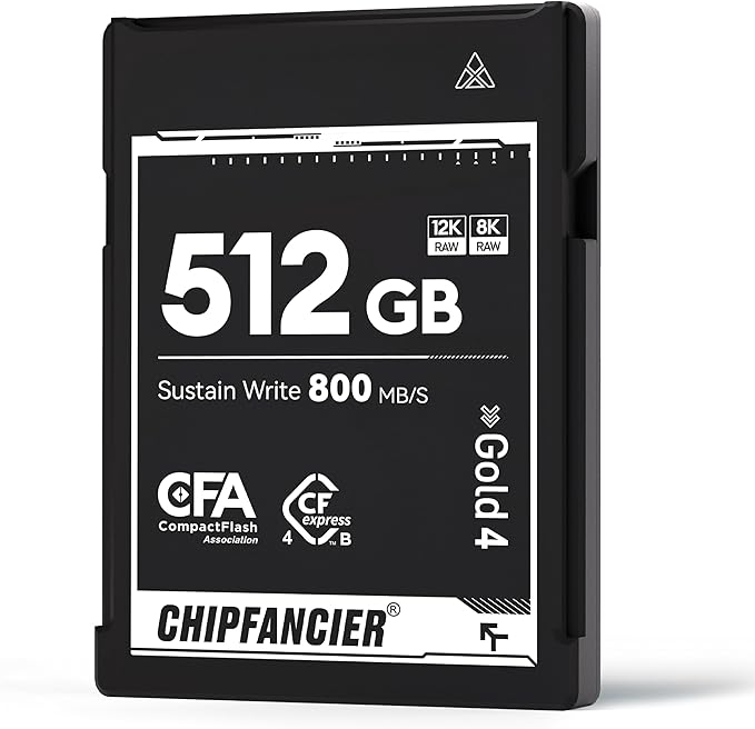 CHIPFANCIER CFexpress 4.0 Type B 512GB Memory Card Up to 3550MB/s Read 1550MB/s Write-Raw 8K Video Recording Compatible with Nikon D5/D6/Z7/Z9 Panasonic Canon EOS DJ for Photographers Black