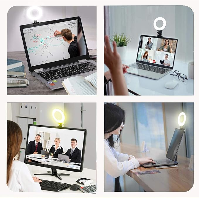 Selfila Ring Light 5 Inch USB Portable, 3200K-6500K Dimmable LED Clip on for Laptop Computer Monitor Phone, Content Creator Makeup Conference Selfie Video (White)