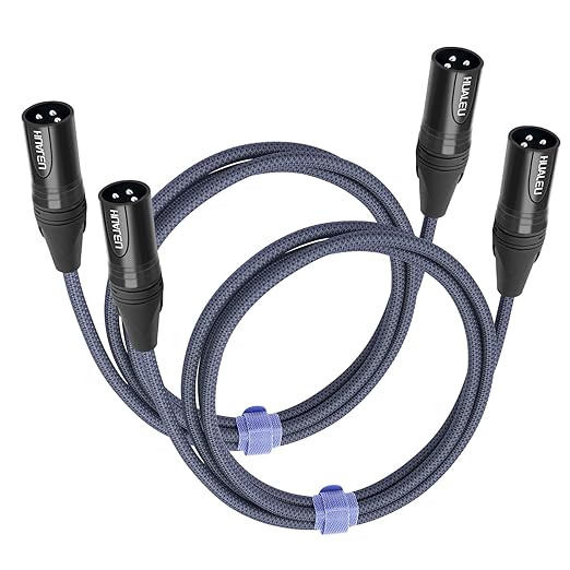 6FT 3Pin XLR Male to Male Audio Cable,3 Pin Male to Male Microphone Cable with Oxygen-Free Copper,Silver Plated Studio Mixer Amplifier Adapter cable-2Pack