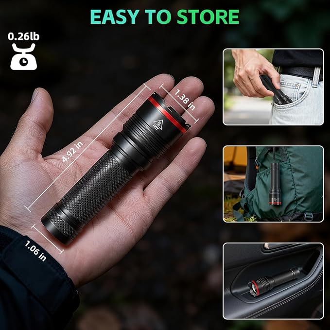 6Pack Rechargeable Flashlights High Lumens, Small Flashlight Powerful, Mini LED Flashlight Rechargeable, Handheld Tactical Flash Light, Super Bright Pocket Flashlights for Home Emergency Camping