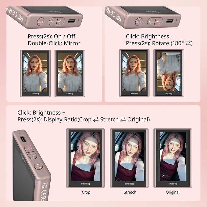 SmallRig Pink Phone Monitor Screen with Wireless Control, 1080P Wireless Recording, Magnetic Video Monitor for MagSafe for iPhone, for Vlogging Live Streaming Content Creation-5746
