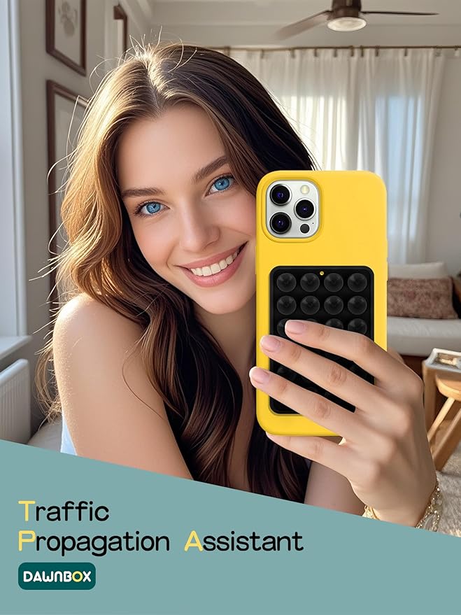 Silicone Suction Phone Case Adhesive Mount - Hands-Free, Strong Grip Holder for Selfies and Videos - Compatible iPhone and Android Compatible - 2Pcs Black