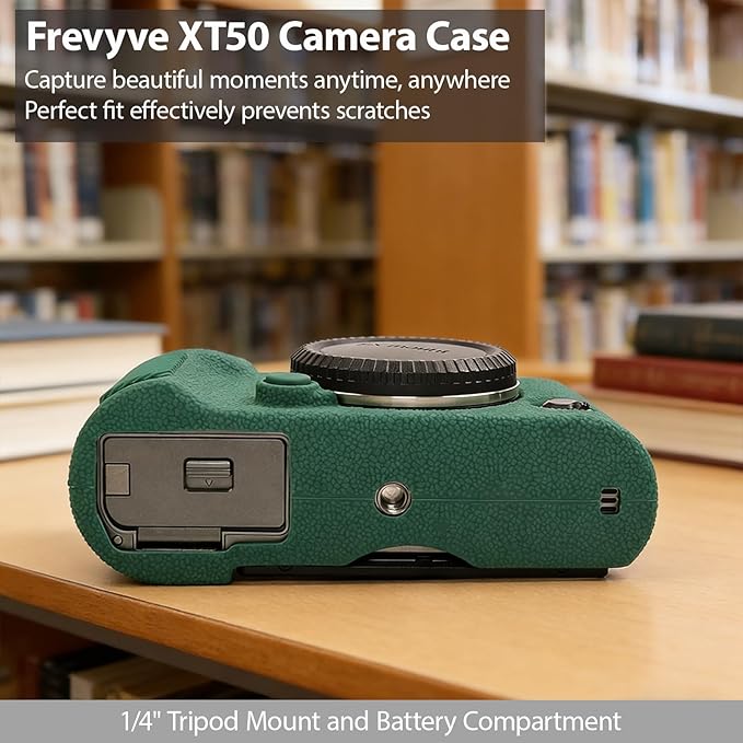 Frevyve Case for Fujifilm X-T50 Body Camera, Skin, Anti-Scratch, Lightweight Sleeve, Fuji XT50 Soft Silicone Rubber Protective Cover for Fujifilm XT50 Camera Accessories (Dark-Green)