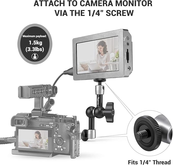 SmallRig 5.5 Inches Adjustable Friction Articulating Magic Arm, with Both 1/4" Screw for LCD Monitor/LED Lights