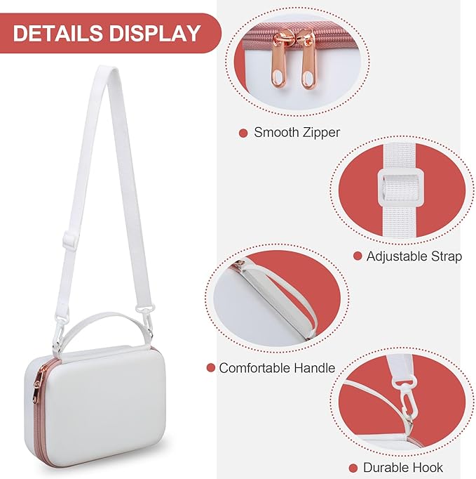 BOVKE Carrying Case for Canon G7X Mark III Mark II, PowerShot SX740 SX730, Sony ZV-1 II/ZV-1F Compact 4K Vlogging Digital Camera Travel Storage Bag for Tripod Microphone Cameras Accessory, White