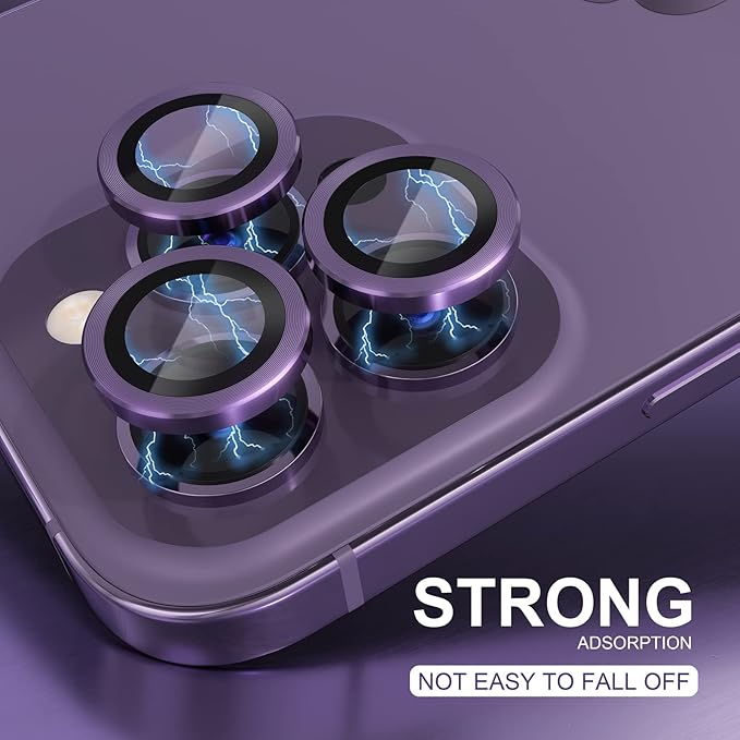 Choiche Compatible for iPhone 14 Pro/iPhone 14 Pro Max Camera Lens Protector, 9H Tempered Glass Camera Cover Screen Protector Metal Ring Decoration Accessories (Purple)