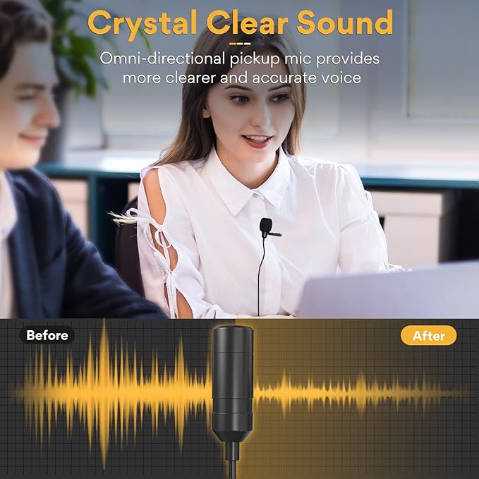 MAONO USB Lavalier Microphone with Headphones Jack, Omnidirectional Computer Lapel Clip Mic for Recording, Gaming, Streaming, Podcasting, YouTube, Skype, PC, Laptop, Mac, AU-UL20