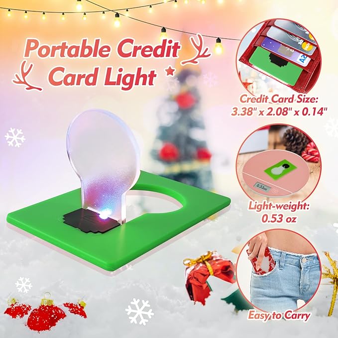 Credit Card Lights, Mini Portable Led Pocket Lamps Light Foldable Wallet Purse Lamps for Christmas Gift Party Favors, 10 pcs Green Card White Color Light