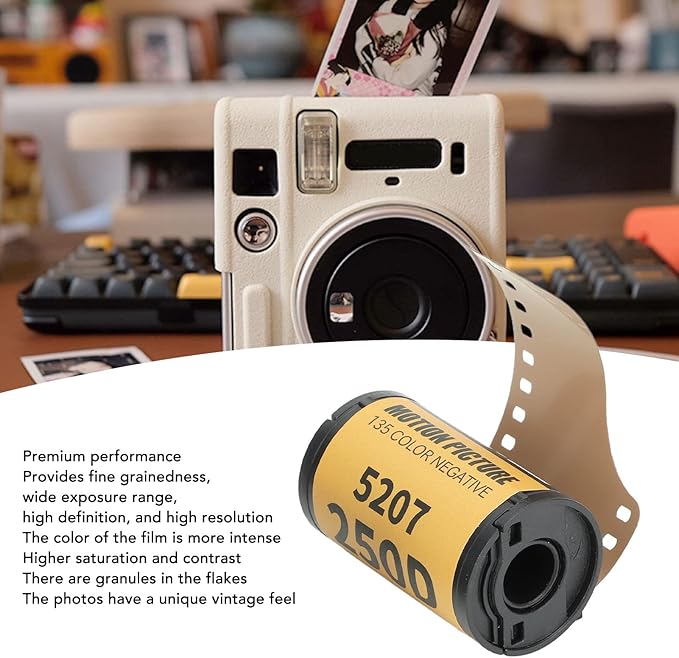 Kodrily 35mm Film Roll, Plastic 35mm Color Print Film, Professional Colour Print Camera Roll Wide Exposure Range ECN 2 Process 200 to 250 Degree Light Sensitivity for 135 Camera