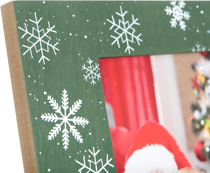kennethan Christmas Red Frame 4x6 Picture Frame with Christmas Santa Decoration 1 Pack Wooden Frame with Glass can Display 4x6 Picture on the Table