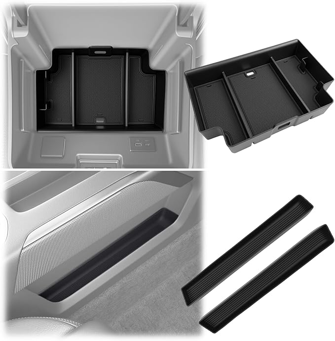 3PCS Center Console Organizer for 2022-2025 Chevy Chevrolet Silverado/GMC Sierra 1500, Armrest Insert Shifter Tray Gear Side Storage Box Accessories(Only Fits Full w/Bucket Seats)