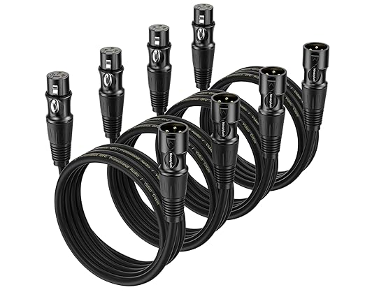 XLR Cables 2 Ft 4 Packs - Male to Female Microphone Cable with 3-Pin Balanced Shielded XLR Speaker Cables Mic Cable
