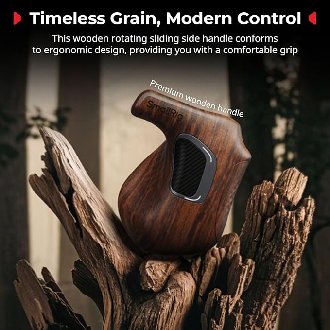 SmallRig Rotating Right-Side Wooden Handle for ARRI Rosette, Load Capacity to 15kg / 33lbs, Flexible Position Adjustment, Ergonomic Design & Anti-Slip Design