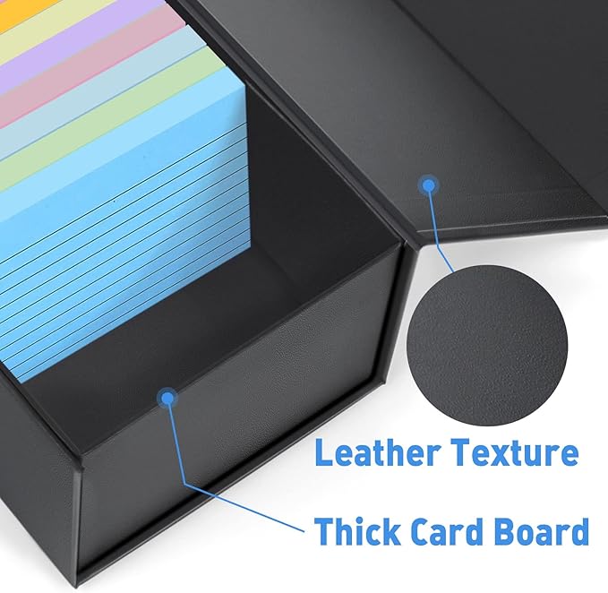 Harhana 3x5 Index Card Holder Card File Box Organizer, Hold 1200 3x5-Inch Flash Cards 1 Pack Black