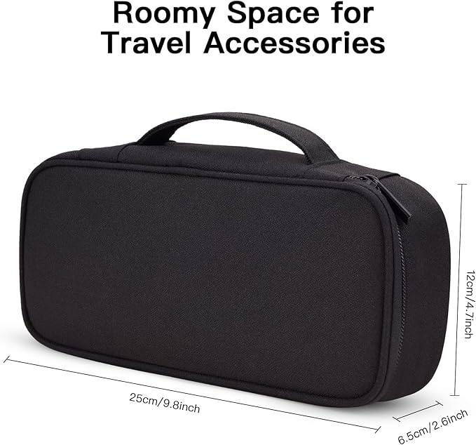 Electronics Travel Organizer Bag, Portable Carrying Case for Cables, Charger and Cords, External Power Bank & Hard Drive (Black), Large, 13BK-B