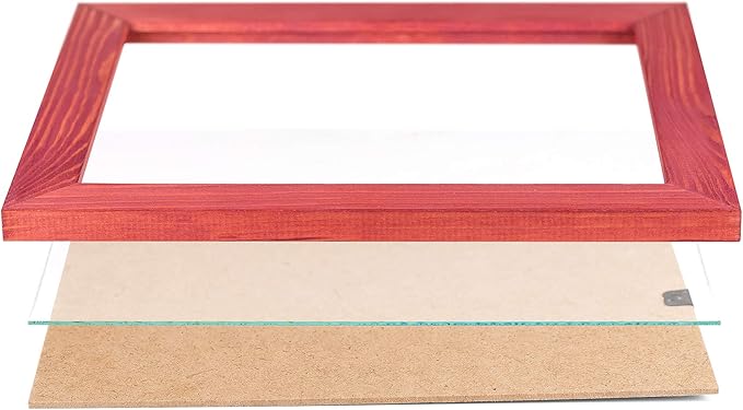 Rustic Wooden Picture Frame 4x6 Inch - Set of 2-100% Natural Eco Barn Wood with Real Glass - Made for Wall Hanging and Tabletop Display - Red