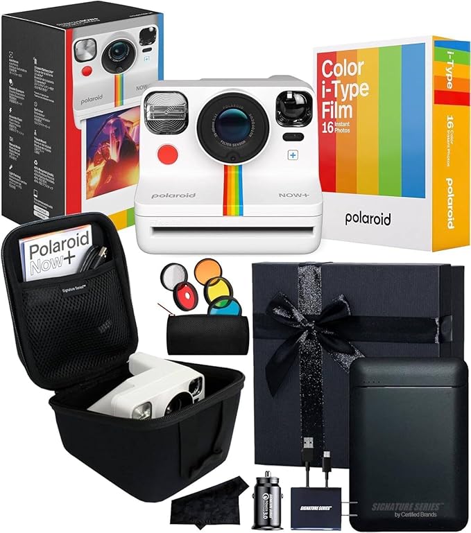 Polaroid Originals Now+ I-Type Instant Camera w/ 16 Color Film Photos and Signature Gift Bundle