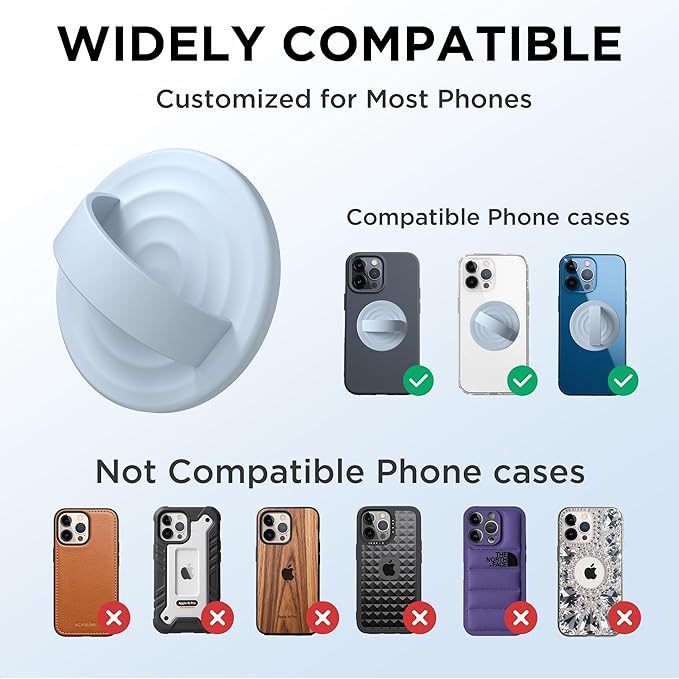 Magnetic Phone Grip Ring Holder, Liquid Silicone Magnet Cell Phone Grip Finger Loop, Compatible with Magsafe, Back of Phone for iPhone 17/16/15/14/13/12 Series, Baby Blue