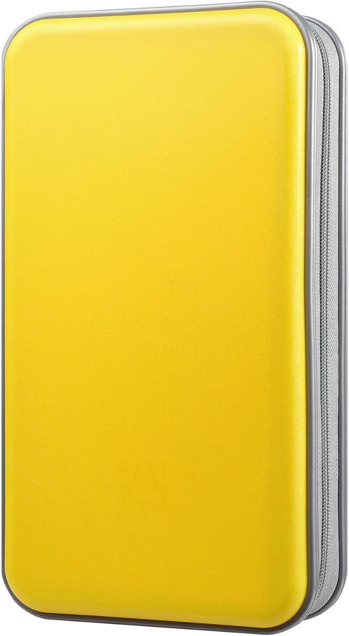alavisxf xx CD Case, 96 Capacity Hard Plastic CD Holder Protective DVD Disc Storage Case Holder Portable Zipper CD DVD Organizer Storage Wallet for Car Home Travel (96 Capacity, Yellow)