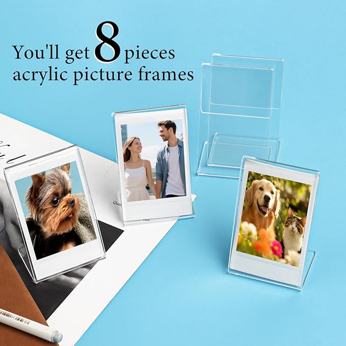 HAPY SHOP 8 Pack Mini Picture Frame for Instax, 2x3 Picture Frame Holder for Polaroid, Small Wallet Size Photo Frame, Acrylic Photo Frame for Instax Mini Instant Films