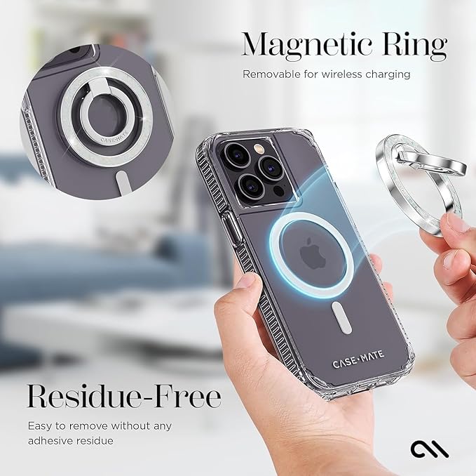 Case-Mate Magnetic Phone Ring Holder & iPhone MagSafe Stand -Removable MagSafe Phone Holder for Hand - Thin Collapsible Grip Ring for iPhone 17 Pro Max /16 Pro Max/15/14/13/S25 Ultra - Twinkle Diamond
