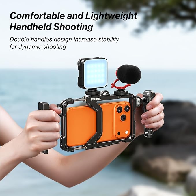 Universal Phone Cage, Smartphone Video Rig Kit with Handles, All-in-One Mobile Video Kit, Quick Release Universal Phone Video Rig Kit, Handheld Filmmaking Vlog Case Stabilizer for Videomaker