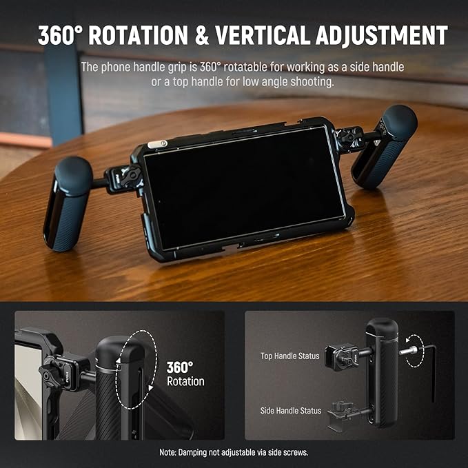NEEWER Quick Release Side Handle Only for 2nd Gen Phone Cages PA043 PA044 for iPhone 15 Pro Max/15 Pro, PA042 for Samsung S24 Ultra, with Covered Cold Shoe, Anti Off Pin, Black Lock, PA045B