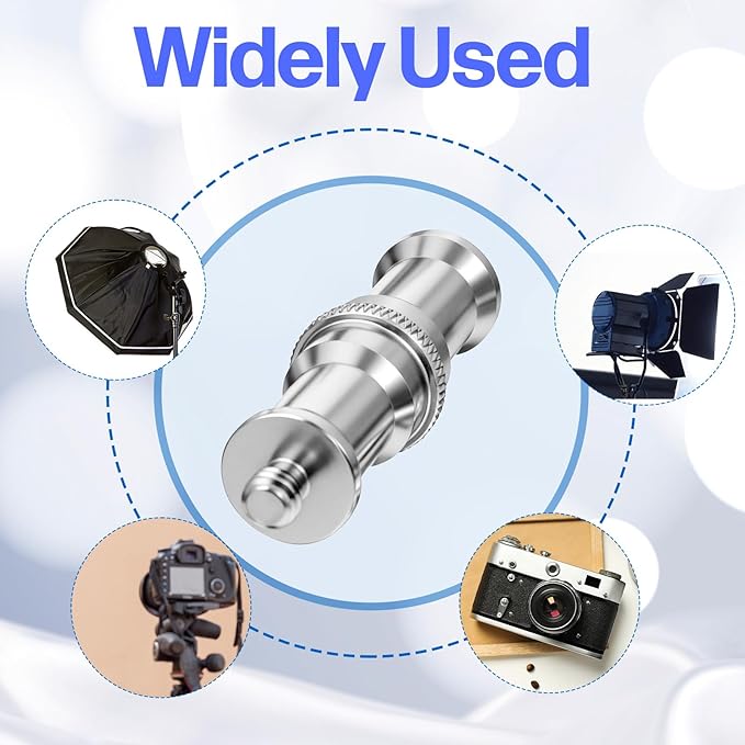 4 Pack Standard 1/4 to 3/8 Inch Metal Male Converter Threaded Screw Adapter Spigot Stud Light Stand Adapter for Tripod, Flash Holder, Ball Head, Wireless Flash Receiver, Hotshoe Coldshoe Adapters