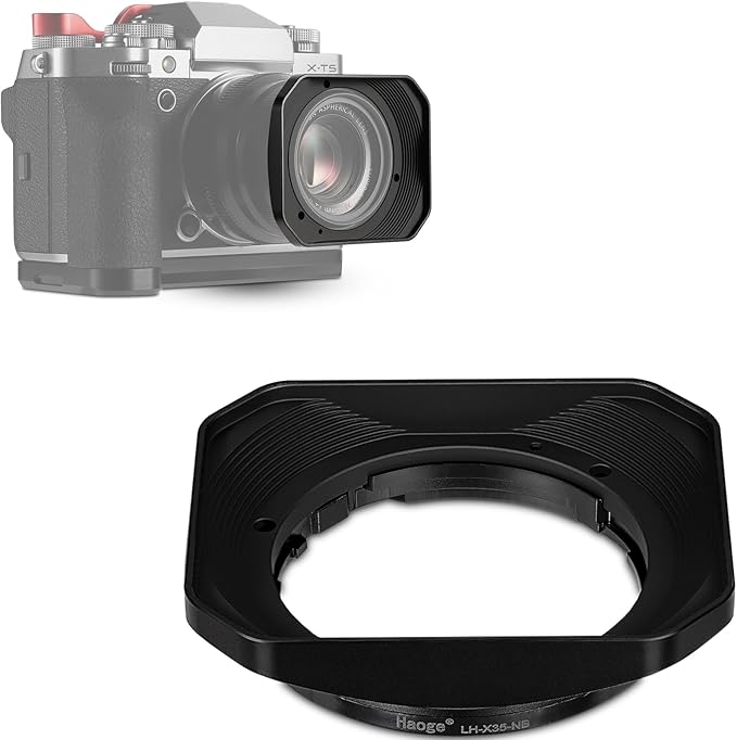 Haoge Metal Squaret Lens Hood for Fujifilm XF 35mm F2 R WR, XF 23mm F2 R WR, XC 35mm F2 Lenses, XF35mm f2, XF23mm f2, XC35mm Bayonet Lens Hood Shade, Replaces Fuji LH-XF35-2 Lens Hood